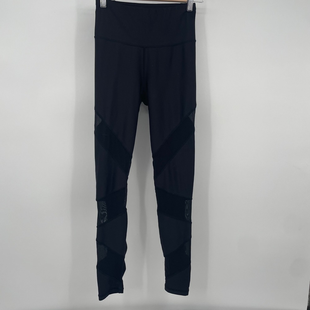 C&C California Womens Black Mesh Panel High Waisted Active Leggings Small‎
